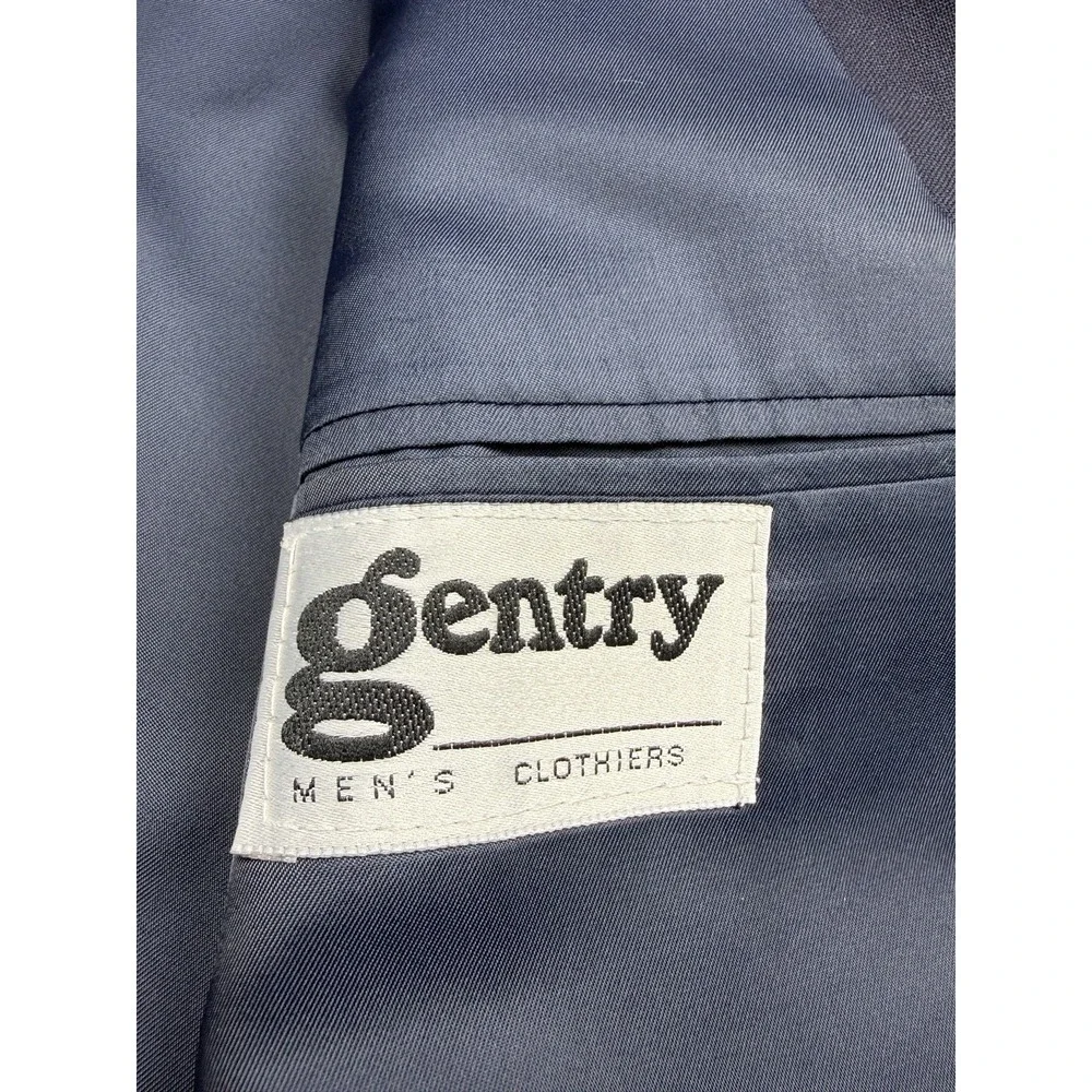 Hardy Amies London 42R Blue Wool Twill 2-Piece Suit 3-Button Flat Front